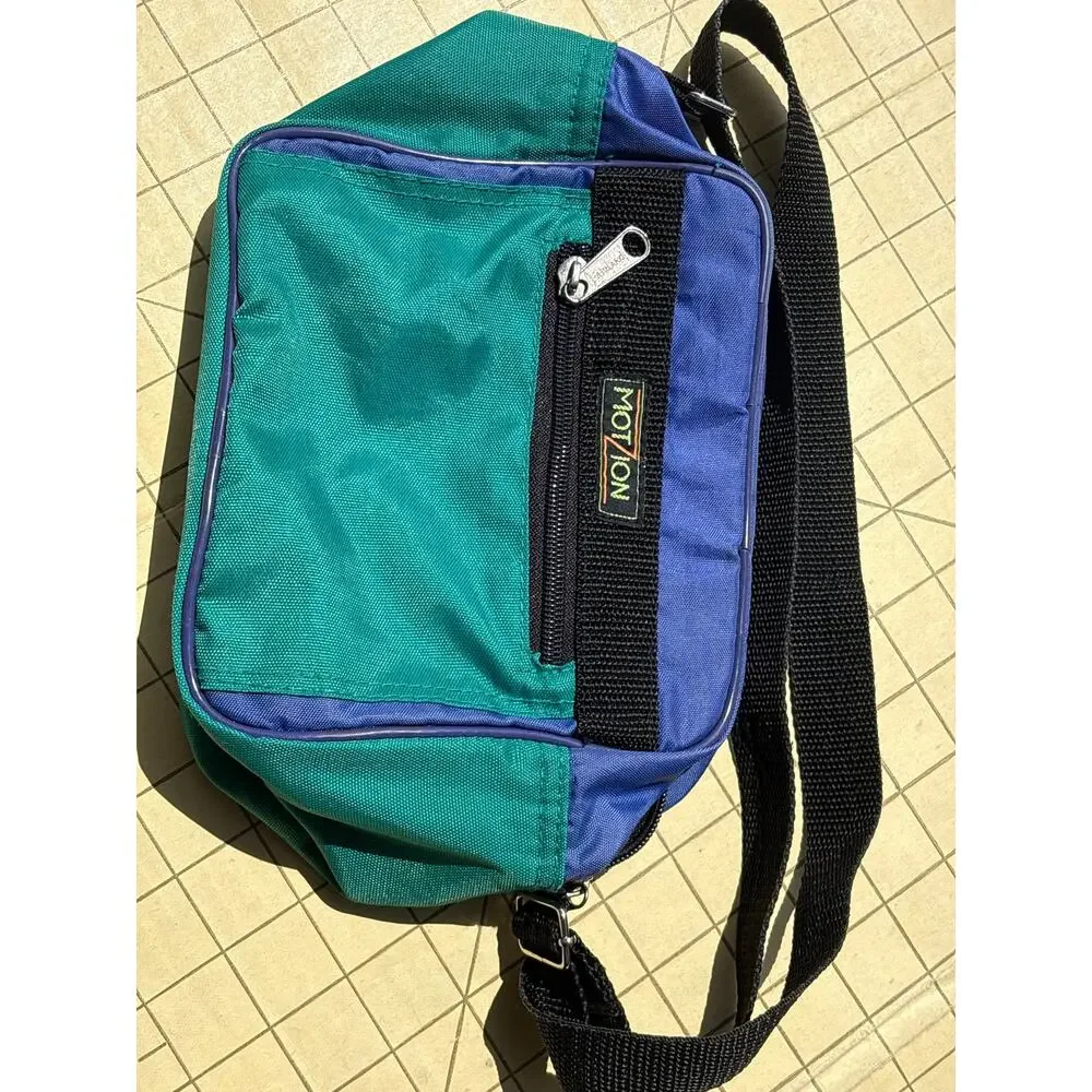 Vtg 90s Z Motion small pack insulated lunch box hand bag teal blue